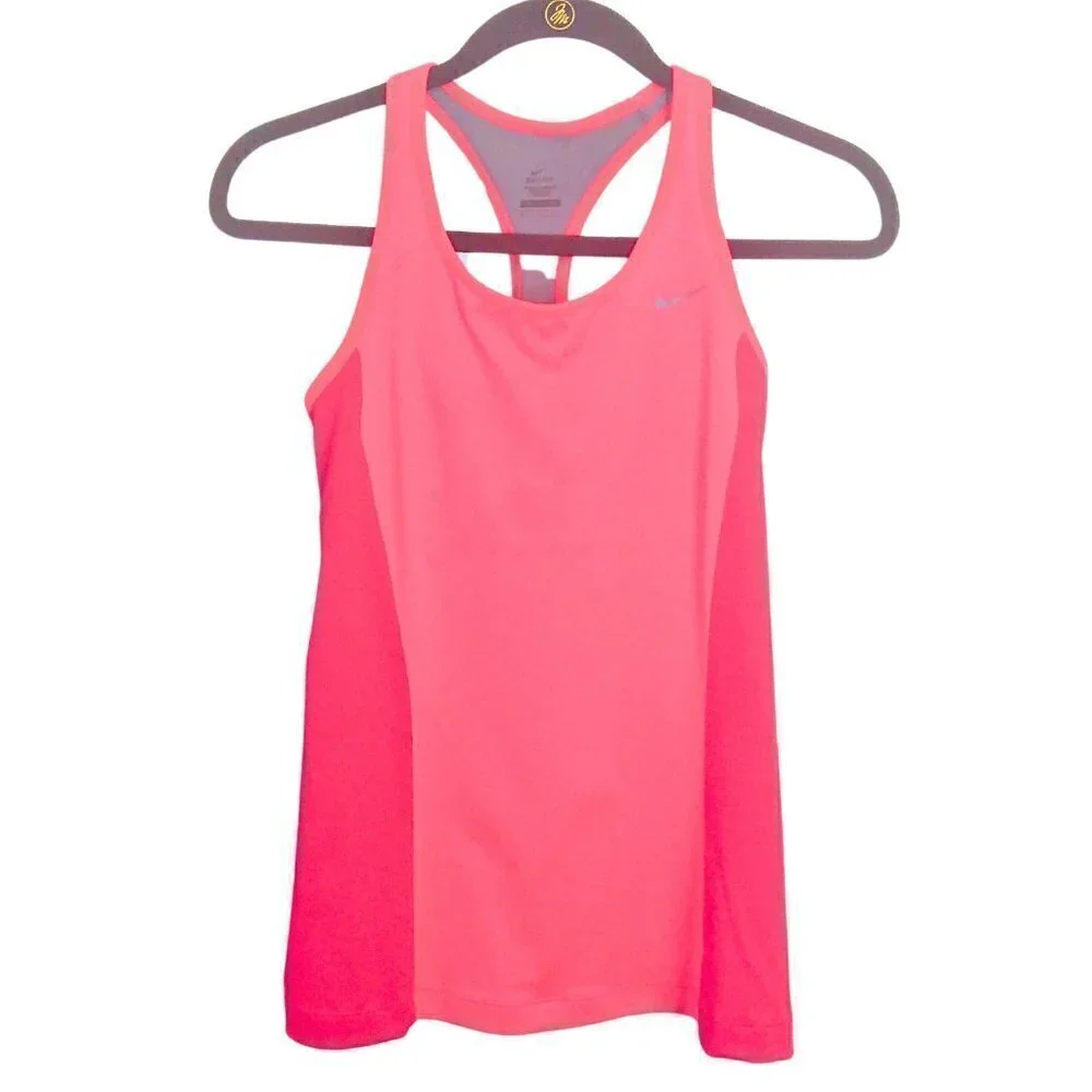 NIKE PINK & RED DRI-FIT RACERBACK WORKOUT TANK TOP - SIZE M